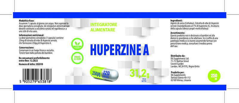 Huperzine A 250 mcg 120 Vegan Capsules, 3rd Party lab Tested, High Strength Supplement, Gluten and GMO Free - BeesActive Australia