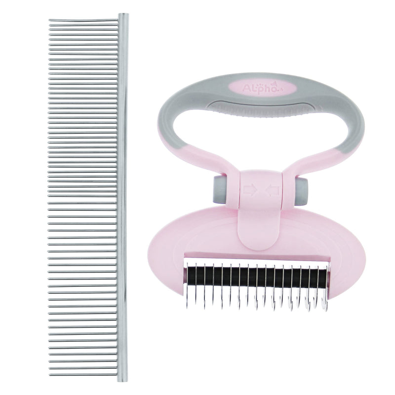 MiMu Dog Deshedding Brush with Smart Handle and Comb - Shedding Brush Dog Hair Undercoat Rake for Dog and Cat Grooming - BeesActive Australia