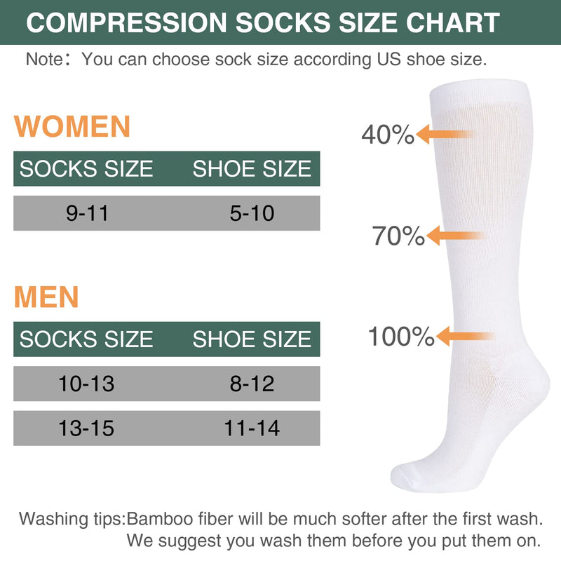 BampooPanPa 3 Pairs Bamboo Compression Socks Circulation 8-15mmHg Cushion Best Support Athletic Running Cycling Stockings for Women & Men Black-9-11 9-11 3 Black - BeesActive Australia