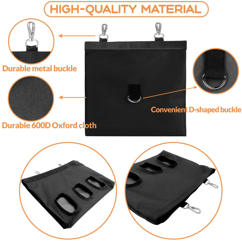 Rabbit Hay Feeder, Bunny Hay Bag for Rabbits, 3 Holes Large Capacity 600D Oxford Cloth Fabric Hanging Hay Feeder Bag for Small Animal M-11"x13.8" Black - BeesActive Australia
