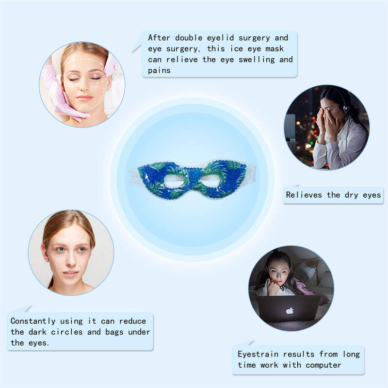 Cooling Eye Mask Reusable Gel Eye Mask for Puffiness, Cold Eye Mask Eye Ice Mask Pack for Dry Eyes,Puffy Eyes, Dark Circles,Headache, Migraine, Stress Relief (Leaves) Leaves - BeesActive Australia