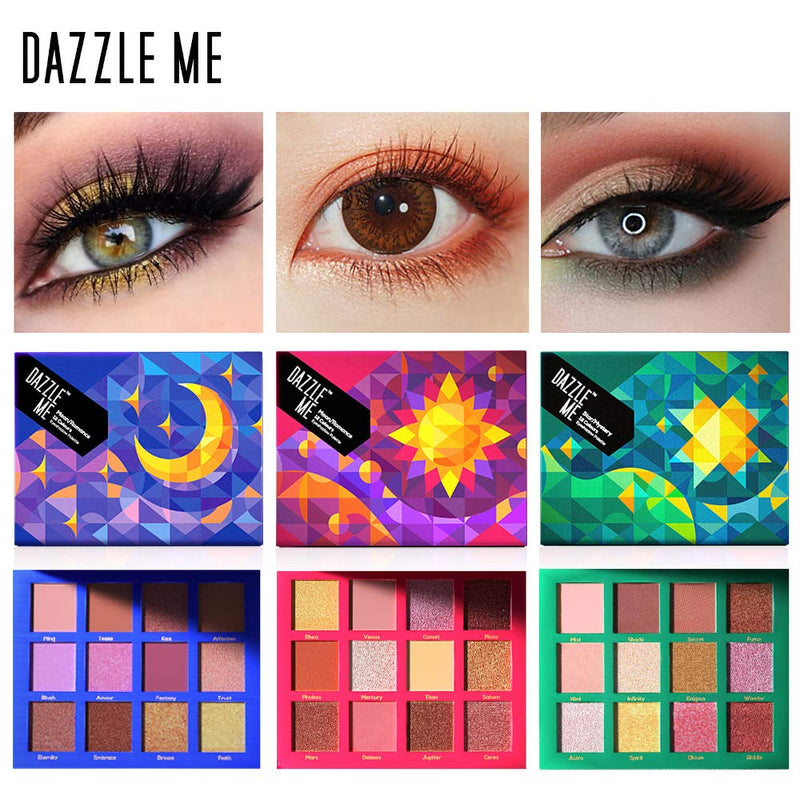 DAZZLE ME Moon Eyeshadow Palette Disc Shimmer Matte Colorful Eyeshadow 12 Colors Blue - BeesActive Australia