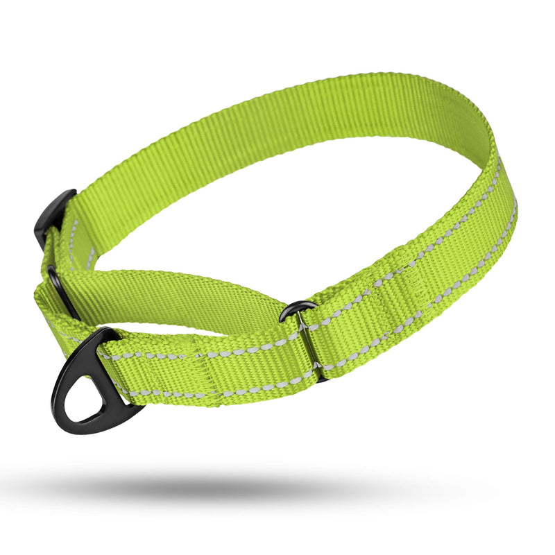 CollarDirect Reflective Martingale Dog Collar Nylon Heavy Duty Training Pet Collars for Small Medium Large Dogs Puppy Pink Orange Black Blue 13-18 Inch Lime Green - BeesActive Australia