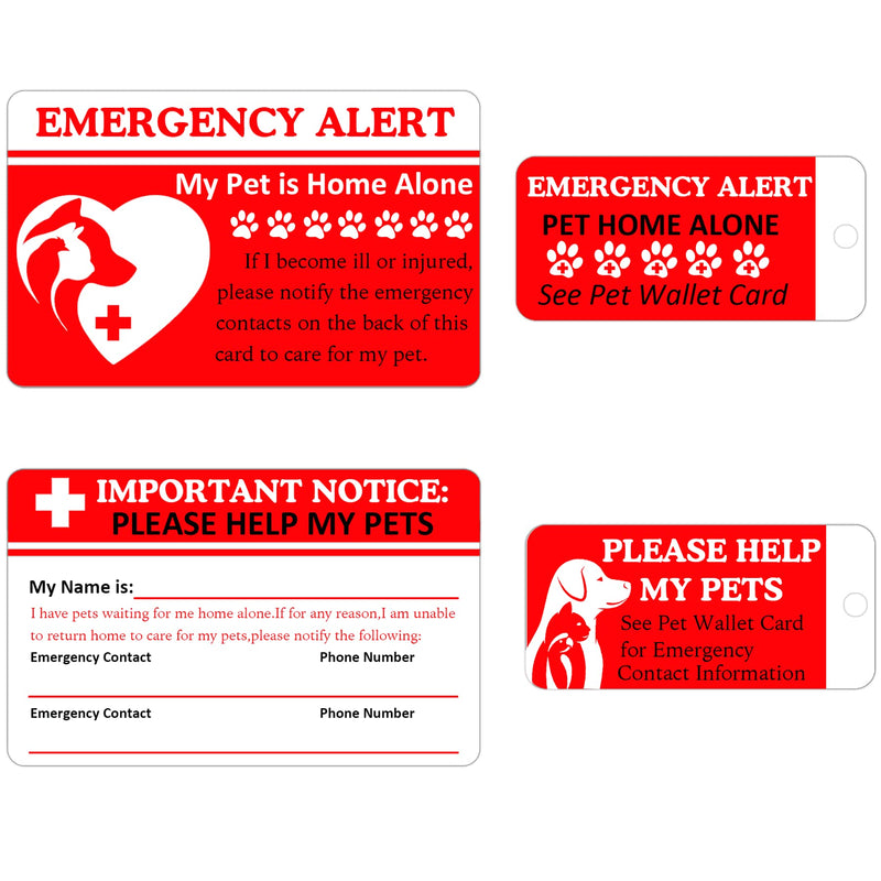 Dogs & Cats are Home Alone Alert Emergency Card and Key Tag with Emergency Contact Call Card 2 Pcs Pets Emergency Contact Wallet Card (Dogs Card) Dogs card - BeesActive Australia