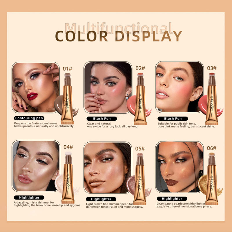 2 Colors Liquid Contour Beauty Wand, Highlighter and Bronzer Stick,Long Lasting & Smooth Natural Matte Finish,with Cushion Applicator Attached Easy to Blend. (1# / 2#) 2 Colors- 1# / 2# - BeesActive Australia