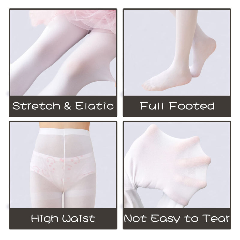 UTTPLL Stretchy Dance Tights Comfort Ballet Tights Kids Super Elasticity School Uniform Athletic Leggings For Girls 01 White 3-6 Years - BeesActive Australia