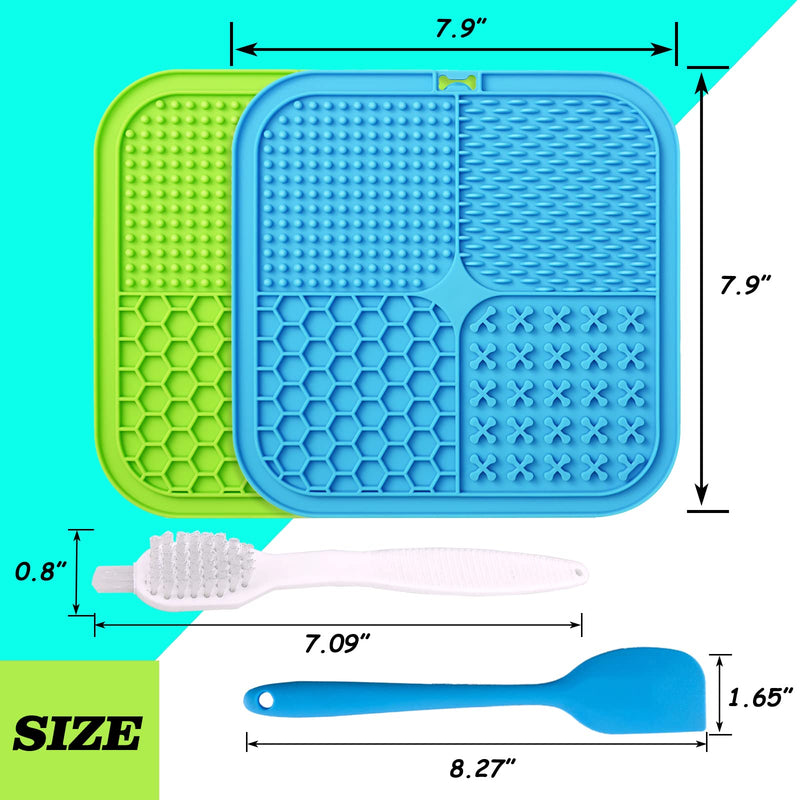 XIGOU Dog Lick Pad, 2-Pack Large Licking Mat for Dogs, Dog Slow Feeder Dog Licking Mat with Suction Cups. Boredom & Anxiety Reducer, Perfect for Food, Treats, Yogurt, or Peanut Butter. Blue & Green - BeesActive Australia