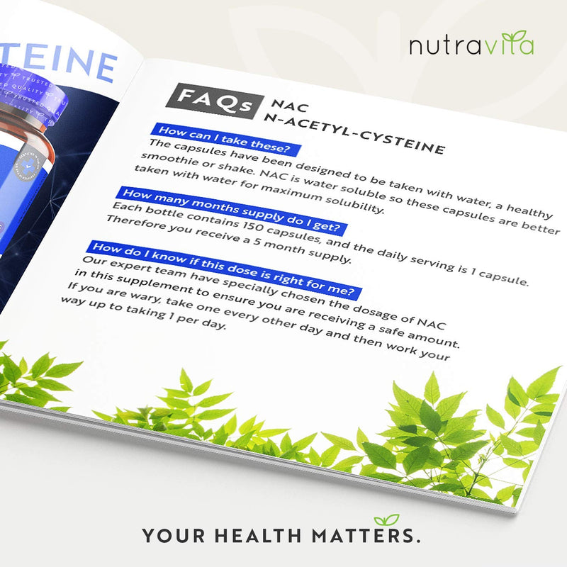 NAC N-Acetyl-Cysteine 600mg – 150 Vegan Capsules – 5 Months Supply of NAC Supplement – High Bioavailability and No Fillers or Binders - N Acetyl Cysteine Amino Acid – Made in The UK by Nutravita - BeesActive Australia