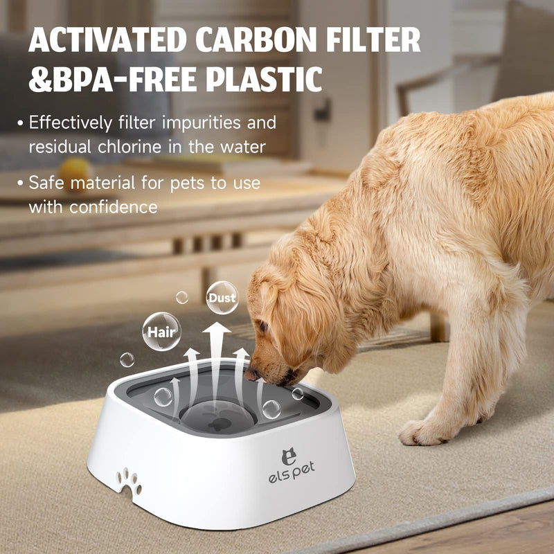ELS PET 1L/2L/70oz Dog Spill Proof Pet Water Bowl, Anti-Choking Water Bowl, Slow Water Feeder Pet Water Dispenser Carried Water Bowls for Dogs, Cats & Pets 1L/35 fl oz - BeesActive Australia