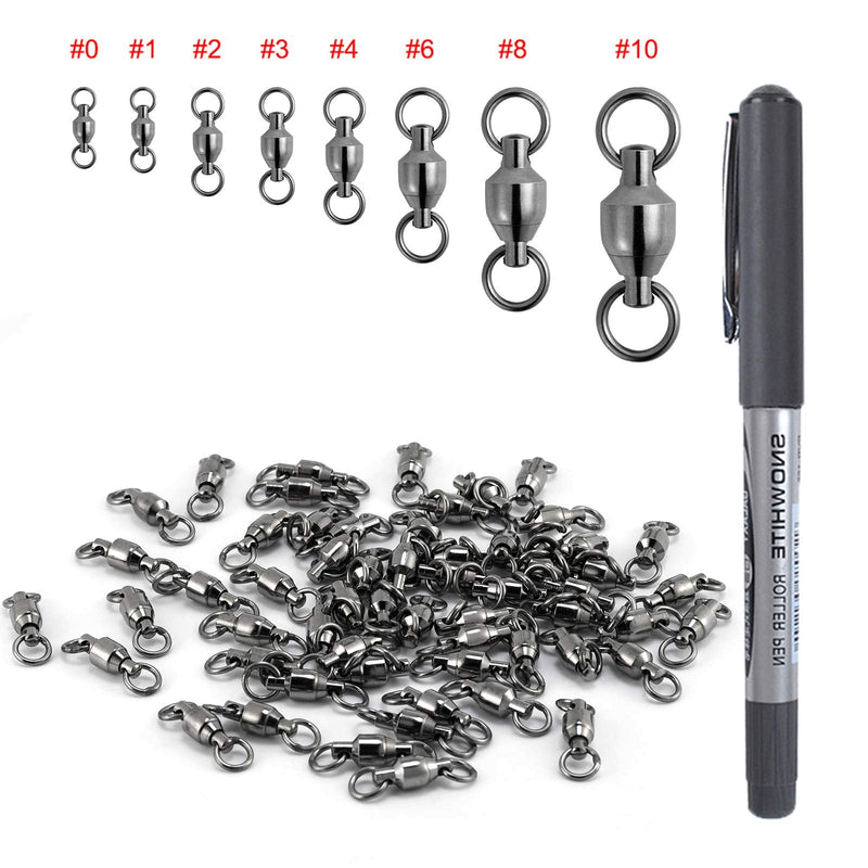 Dr.Fish 20 Pack Fishing Swivels Ball Bearing Swivels Stainless Stee Solid Rings Black Nickel Strength Saltwater Swivels Fishing Tackles Heavy Duty #1_44Lb_20pcs - BeesActive Australia