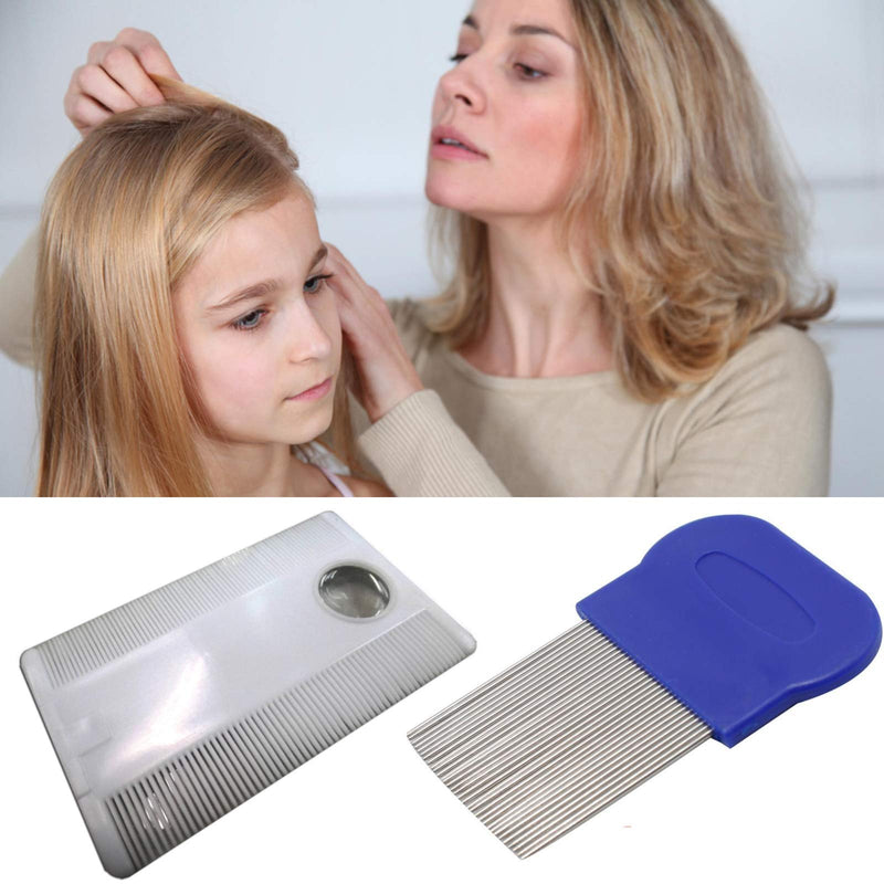 Head Lice Comb Fine Tooth Metal Detection Remove Hair Nit Eggs Magnifier Set 2pcs - BeesActive Australia