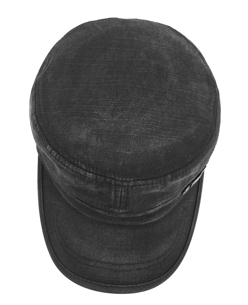Glamorstar Unisex Cadet Army Cap Washed Cotton Twill Military Corps Hat Flat Top Cap One Size Black - BeesActive Australia