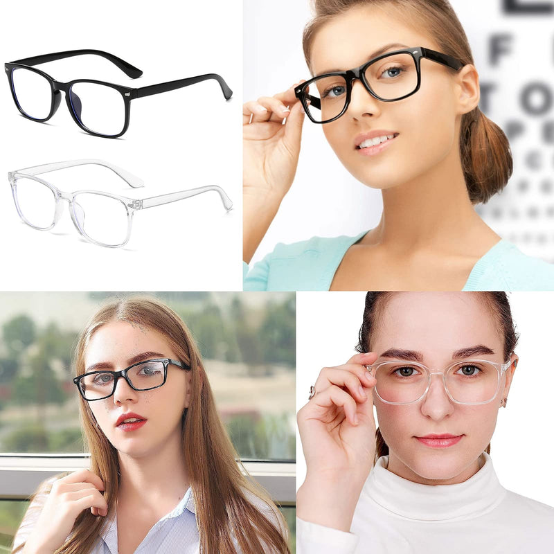 2Pcs Blue Light Blocking Glasses,Bue Light Glasses Anti-Glare Glasses,Blue Light Blocking Reading Glasses Blue Light Glasses Womens or Blue Light Glasses Men,Clear Glasses Light to Prevent Eye Fatigue - BeesActive Australia