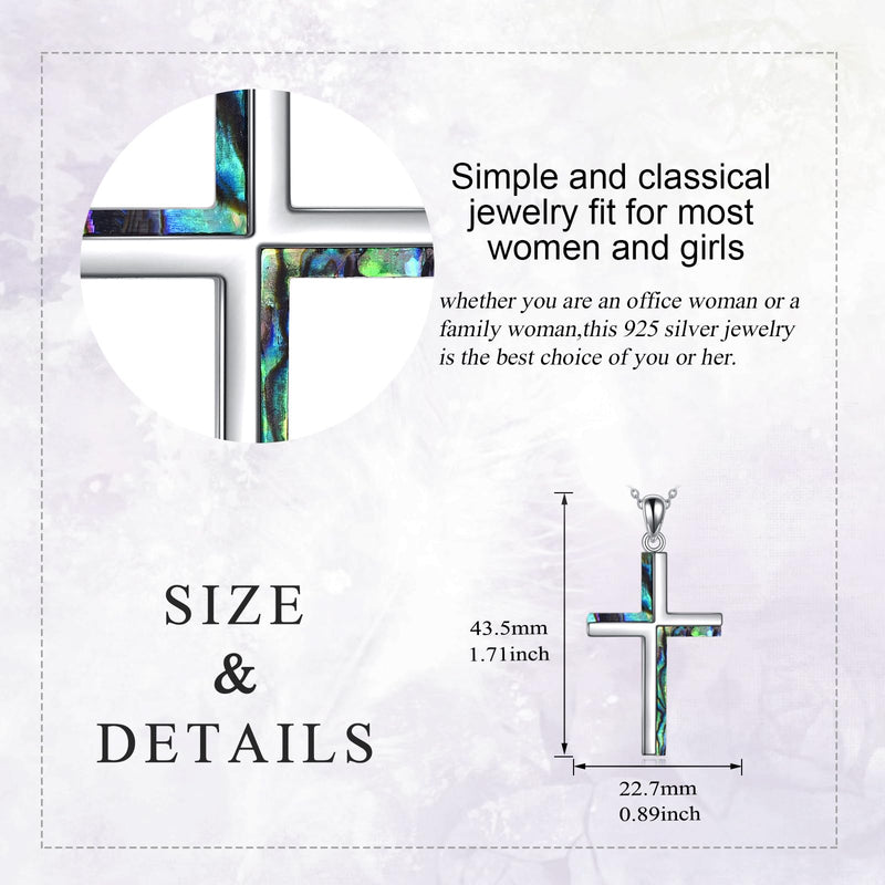 YAFEINI Religious Cross Pendant Necklace Sterling Silver Abalone Shell Cross Pendant Gifts for Women Men Jewelry B-Abalone Shell - BeesActive Australia