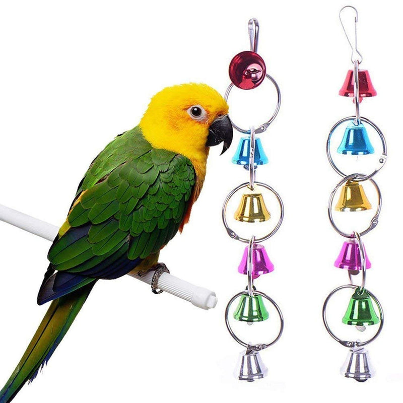 Mrli Pet Bird Swing Toys,Parrot Cage Toys Set Colorful Wood Bells and Wooden Hammock Perch for Budgie Lovebirds Conures Small Parakeet - BeesActive Australia