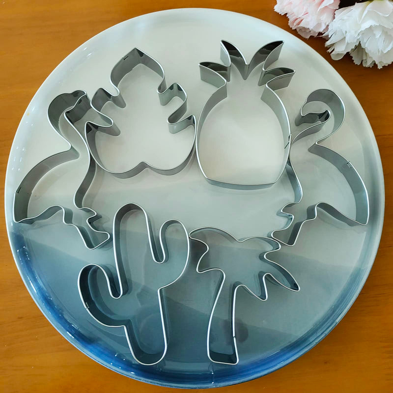 Hawaiian Cookie Cutter Set-6 Piece-Cactus, Pineapple, Flamingo, Monstera Leaf and Palm Tree-Tropical Cookie Cutters Molds for Summer Tropical Beach Party Supplies Decoratons Hawaiian tropical - BeesActive Australia