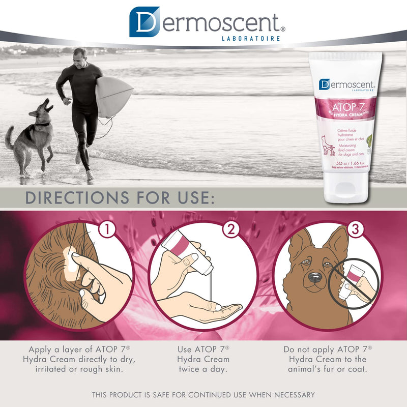 Dermoscent ATOP 7 Hydra Cream for Dogs & Cats for Itchy Dry & Allergy-Prone Skin Relief - Veterinarian Dermatologist Formulated - 50 ml / 1.66 fl. oz. - BeesActive Australia