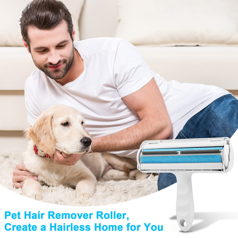 Pet Hair Remover Roller, Reusable Dog & Cat Fur Remover Brush, Self Clean, Eco-Friendly, Convenient, Efficient, Animal Fur Removal Tool for Laundry, Sofa, Carpet, Furniture, Clothes, Car Seat Blue - BeesActive Australia