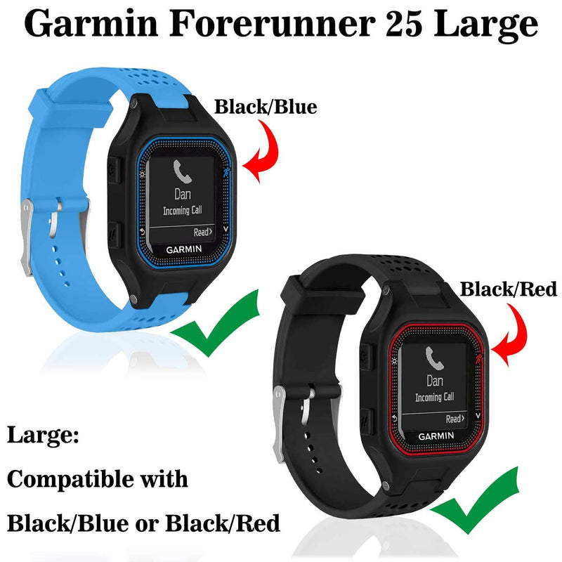 [AUSTRALIA] - GVFM Bands Compatible with Garmin Forerunner 25, Soft Silicone Replacement Watch Band Strap for Garmin Forerunner 25 GPS Running Watch LRed Large 