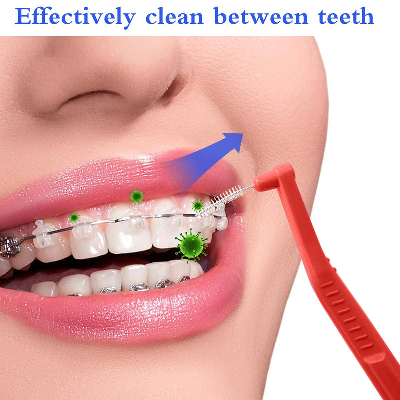 Interdental Brush, 25Pcs Dental Brushes for Between Teeth and Gums, Brush Micro Tight Cleaner, Plaque Removal (Red, Green, Blue, Yellow and Purple) - BeesActive Australia