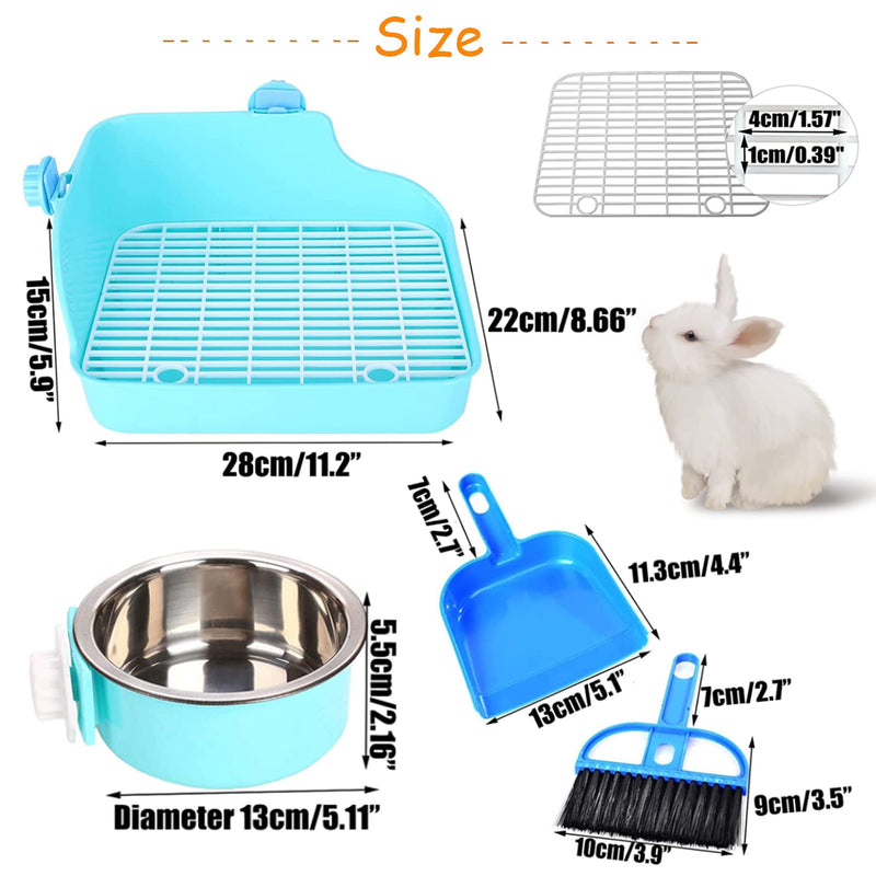 PINVNBY Rabbit Litter Box for Cage Bunny Corner Litter Bedding Box Small Animal Litter Pan Hanging Pet Bowls Cage Potty Trainer Pet Toilet for Rabbit Bunny Guinea Pigs Chinchilla Ferret Small Animals Blue - BeesActive Australia