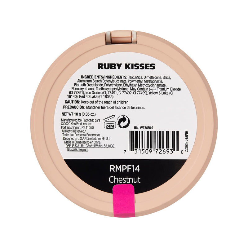 Ruby Kisses Never Touch Up Matte Finish Powder Foundation 0.35oz - (Chestnut) Chestnut - BeesActive Australia