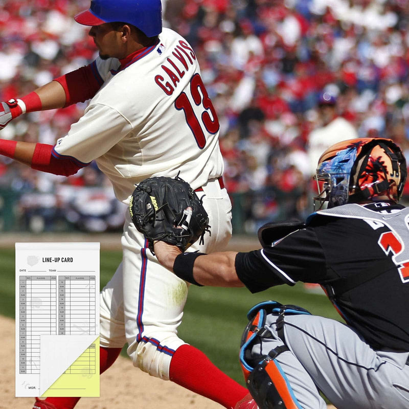DTESL Baseball Softball Lineup Cards 30 Games, 4.53 x 7.87 Inch Lineup Sheet Games with 16 Player Roster Baseball Scorebook Coaching，4 Part Carbonless Copies,Softball Lineup Cards,Lineup Cards 50 - BeesActive Australia