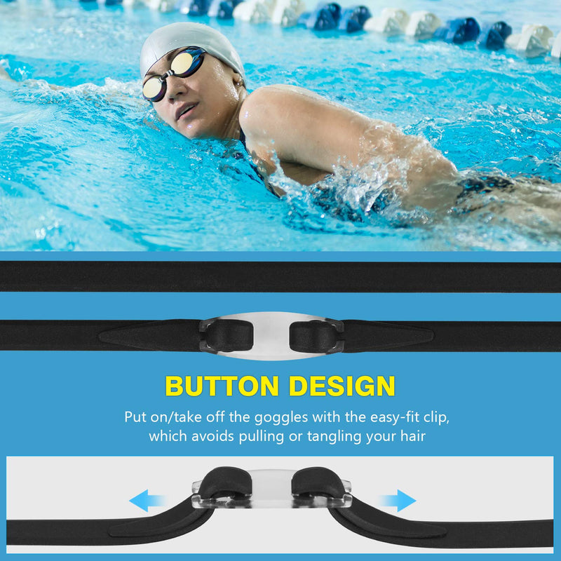 Portzon dynamics Swim Goggles , Anti Fog Clear No Leaking Swimming Goggles for Adult Men Women Dazzle Black - BeesActive Australia