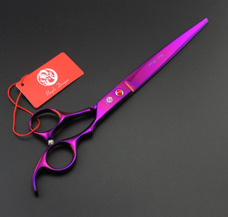Purple Dragon 8 inch 3 in 1 Professional Pet Grooming Thinning Scissors - Upward Curved Shears and Dog Hair Cutting Scissor - Perfect for Pet Groomer or Family DIY Use Purple - BeesActive Australia