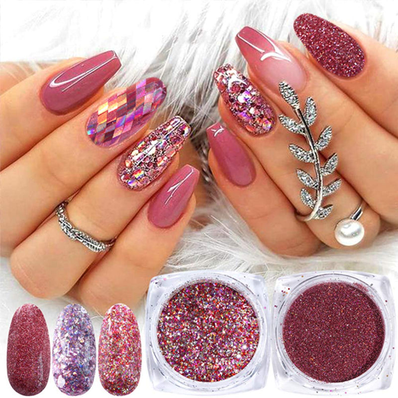 8 Boxes Nail Art Glitter Sequins Iridescent Flakes Rose Pink Purple Glitter Colorful Thin Confetti Manicure Nail Art Supplies Kit 10 Sheet Leopard Sticker Decals Decoration Glitter(partypink) - BeesActive Australia