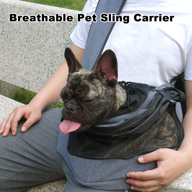 NATUYA Dog Sling Carrier Puppy Carrier Openable Breathable Mesh Hands-Free Small Dog Carry Travel Bag with Adjustable Padded Strap Pocket Large Space Pet Carrier for Outdoor Hiking Dark Grey For Pet 6-15 lb - BeesActive Australia