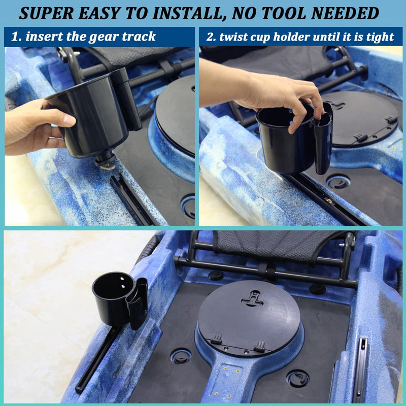 Huntury 2Pcs Multifunctional Kayak Cup Holder, Phone Holder, Fishing Tool and Lures Storage, Kayak Bottle Holder Drink Holder, Kyak Fishing Accessoires, Kayak Track Mount Install - BeesActive Australia