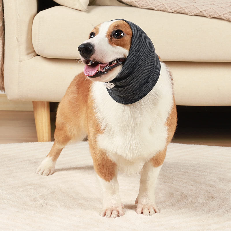 Dog Snood for Dog Neck and Ears Warmer,Pet Dog Earmuff for Comfort,Helps Calm for Pet Dog Hoodie,Provides Anti Anxiety Relief, Suitable for Wearing in Bathing Grooming,Reducing Noise Grey Large - BeesActive Australia