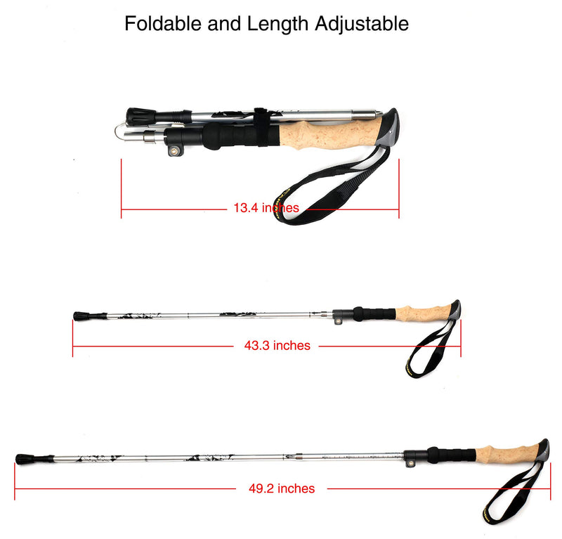A ALAFEN Walking Stick - Collapsible Trekking Pole for Men and Women,7075 Aluminum Hiking Stick for Seniors Silver 1 PC(1 Pole) - BeesActive Australia
