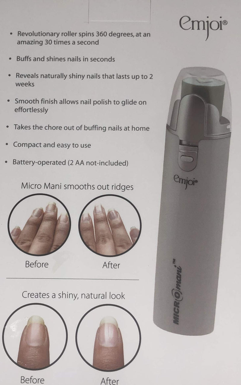 Emjoi Micro Mani Nail Buffer Polisher w/ 4 Smooth & Shine Rollers, Battery Operated (White) AP-8QW - BeesActive Australia