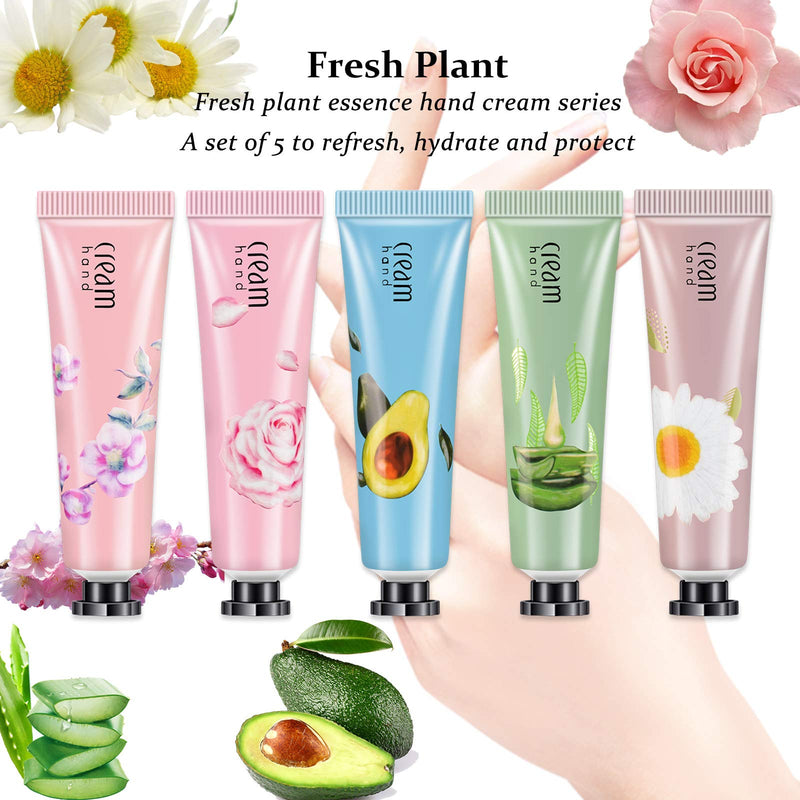 FREEORR 5pcs Plant Fruits Fragrance Hand Cream Gift Set Hand Lotion Enriched with Plant Extact Moisturizing for Dry Cracked Hands, Rough Hands Travel size, Best Gift for Women-30g （#B） B - BeesActive Australia