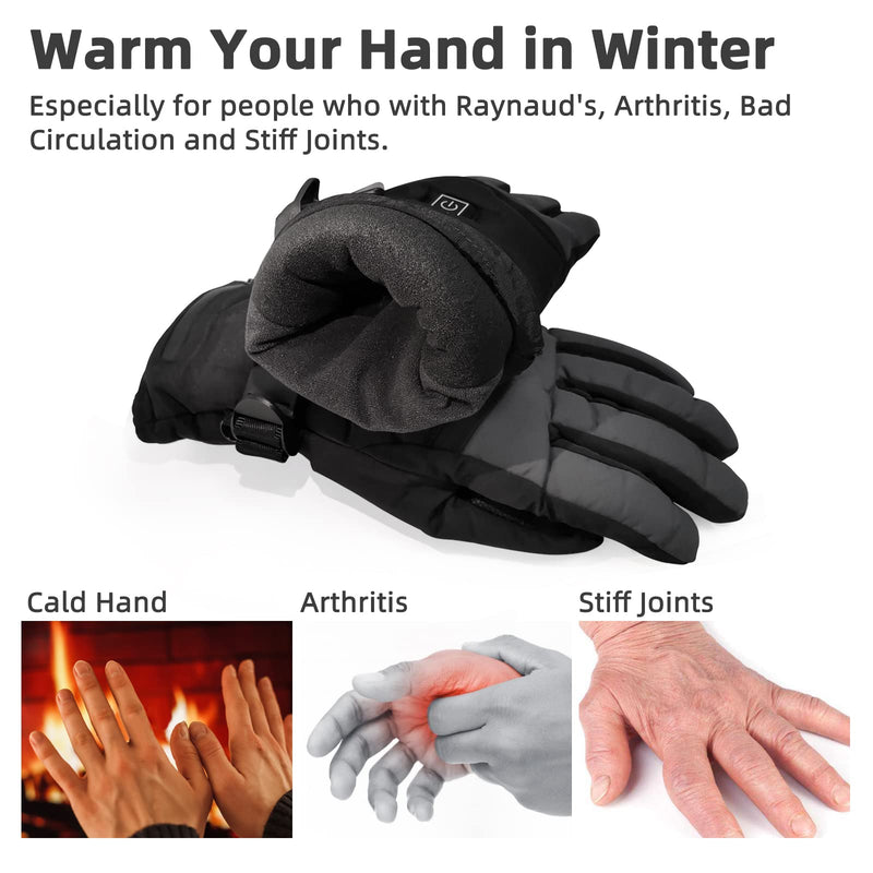 Heated Gloves for Men Women 5000mAh Rechargeable Battery, Electric Gloves with Touchscreen Waterproof Hand Warmer Glove for Outdoor Winter Sports Work Hiking Skiing Snowboarding Motorcycle - BeesActive Australia