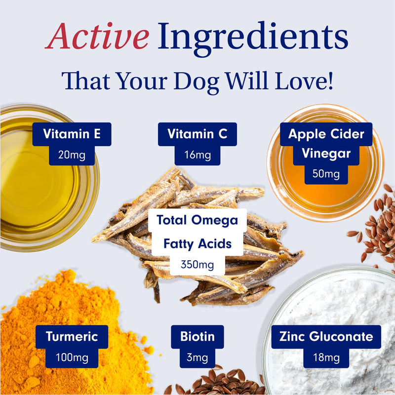 PetLab Co. Skin & Coat Chew - Optimize Scalp and Fur Condition with a Tasty Dog Chew, Packed with Beneficial Fatty Acids, Vitamins and Apple Cider Vinegar to Deliver Comfort and Support a Healthy Coat - BeesActive Australia