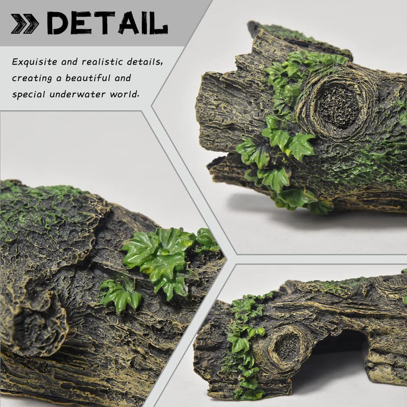 PTFJZ Aquarium Decorations-Small Fish Tank Accessories Hollow Tree Trunk Ornament Reptile Hideout Habitat Cave for Fish and Shrimp to Swim A-Trunk - BeesActive Australia