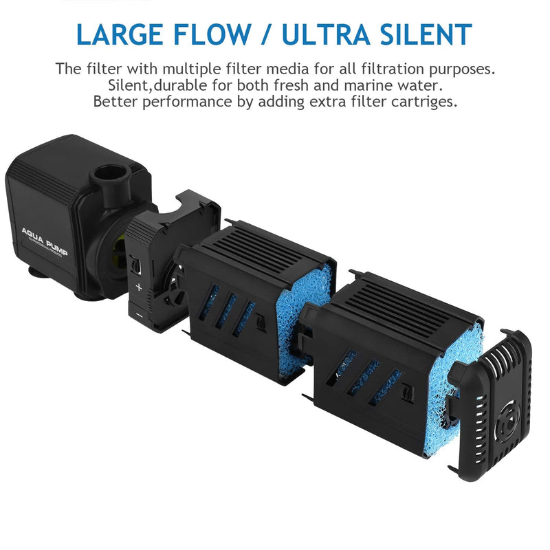 NO.17 Submersible Aquarium Internal Filter, Adjustable Fish Tank Filter with Water Pump for Fish Tank 200GPH, 8W - BeesActive Australia