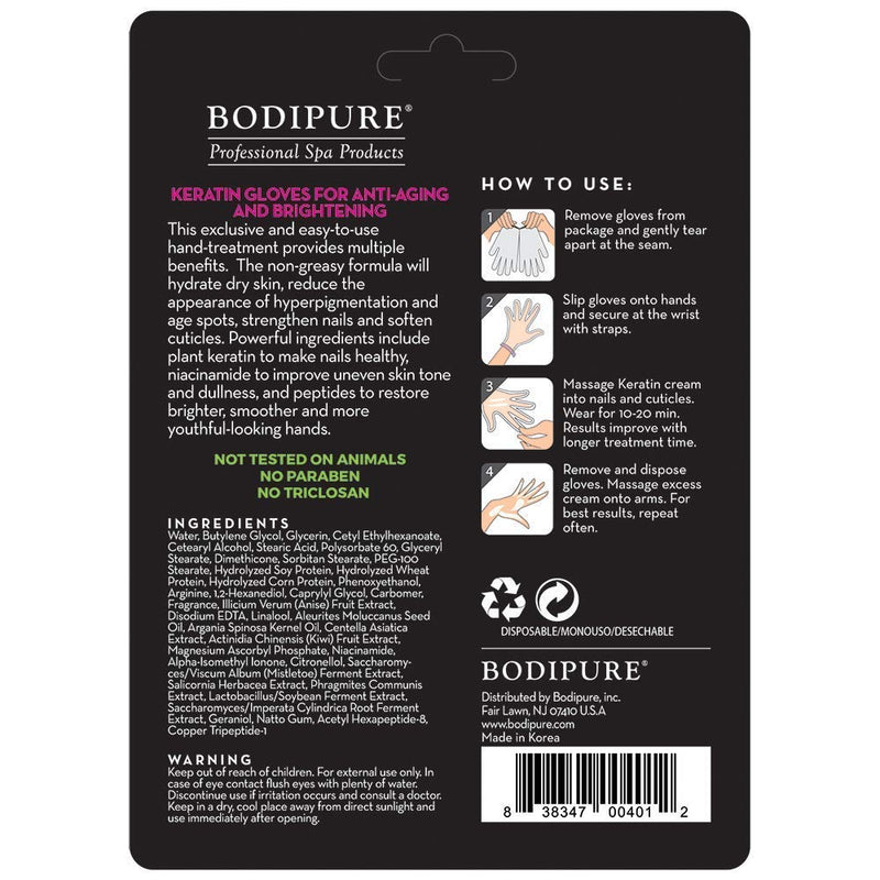 BODIPURE Premium Keratin Hand Mask – Anti-Aging Moisturizing Gloves for Dry Hands – Natural Ingredients – Pair in a Pack – (4 Pack) 4 Pack - BeesActive Australia