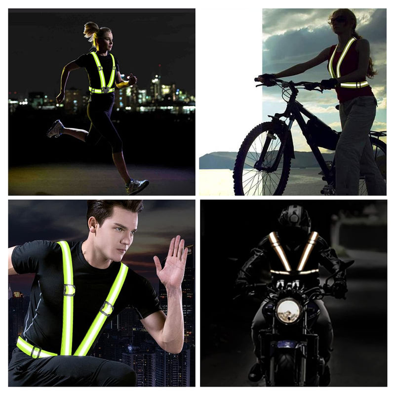 ANDAST Running Reflective Vest Gear 2 Pack,High Visibility Adjustable Safety Vest for Night Jogging,Dog Walking Green+black - BeesActive Australia