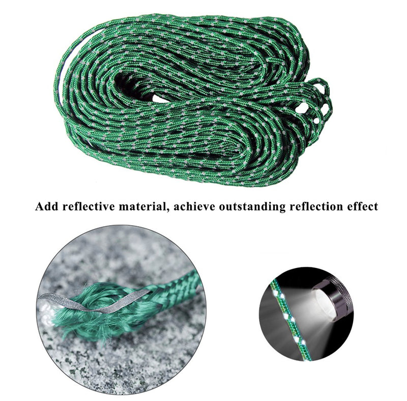 AIDIER Reflective Nylon Cord, Tent Guyline Rope for Camping Tent, Outdoor Packaging 1.green - BeesActive Australia