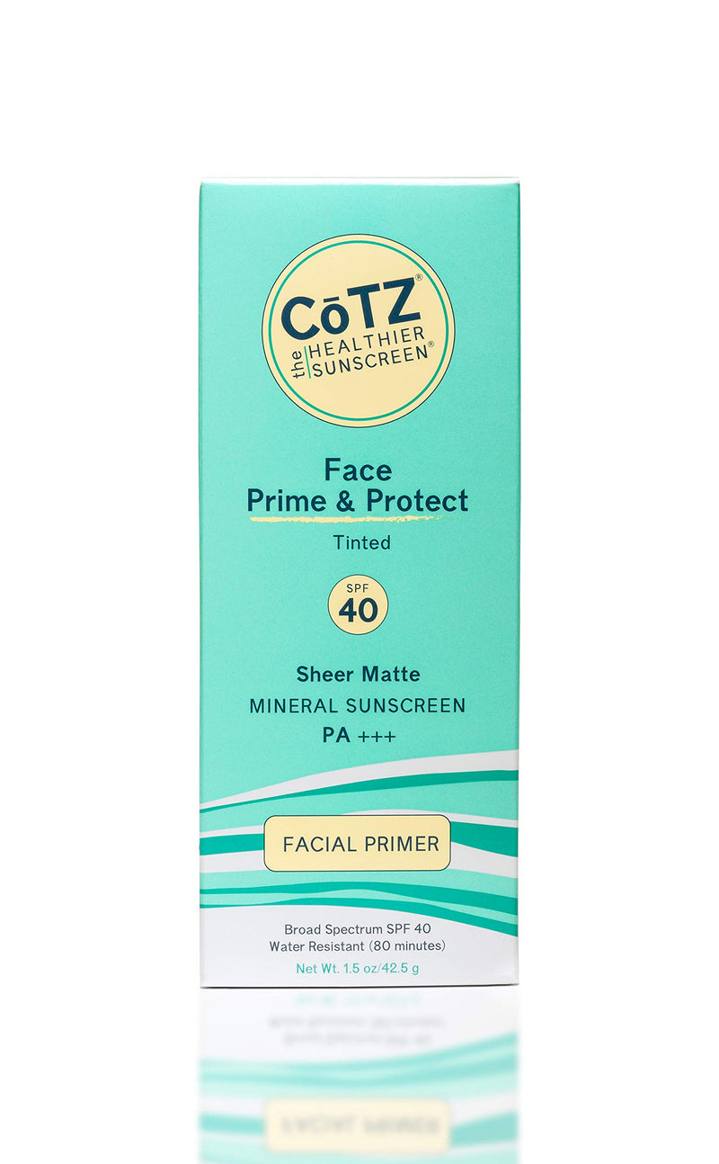 COTZ Face Prime & Protect Tinted Mineral Sunscreen and Facial Primer Broad Spectrum SPF 40; PA+++ 1.5 Ounce (Pack of 1) - BeesActive Australia