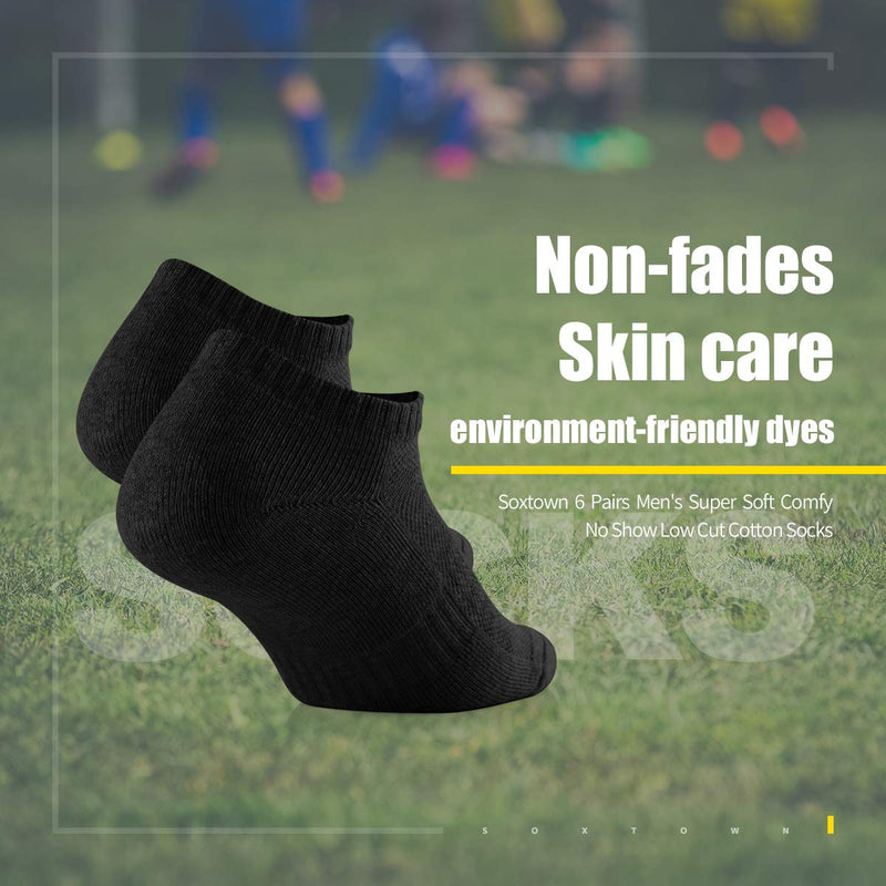 SOX TOWN Men's No Show Socks with Moisture Wicking Performance Cushion Running Low Cut Ankle 6 Pairs Shoe Size: 12-15 Black - BeesActive Australia