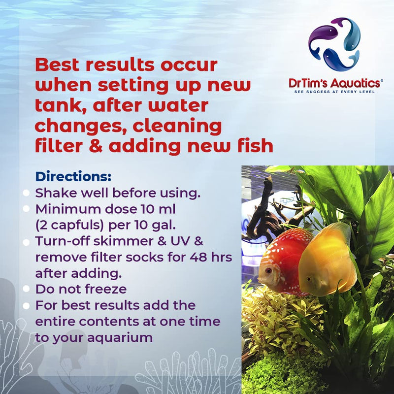 DrTim’s Aquatics Freshwater Aquarium Products, 100% Natural Eco-Friendly Fish Tank Cleaner, Clarifies Water, Removes Toxin, Hidden Waste, Reduces Organics, Blocks Bacteria and Optimizes Water Quality One & Only 8 oz - Treats 120 Gallons - BeesActive Australia