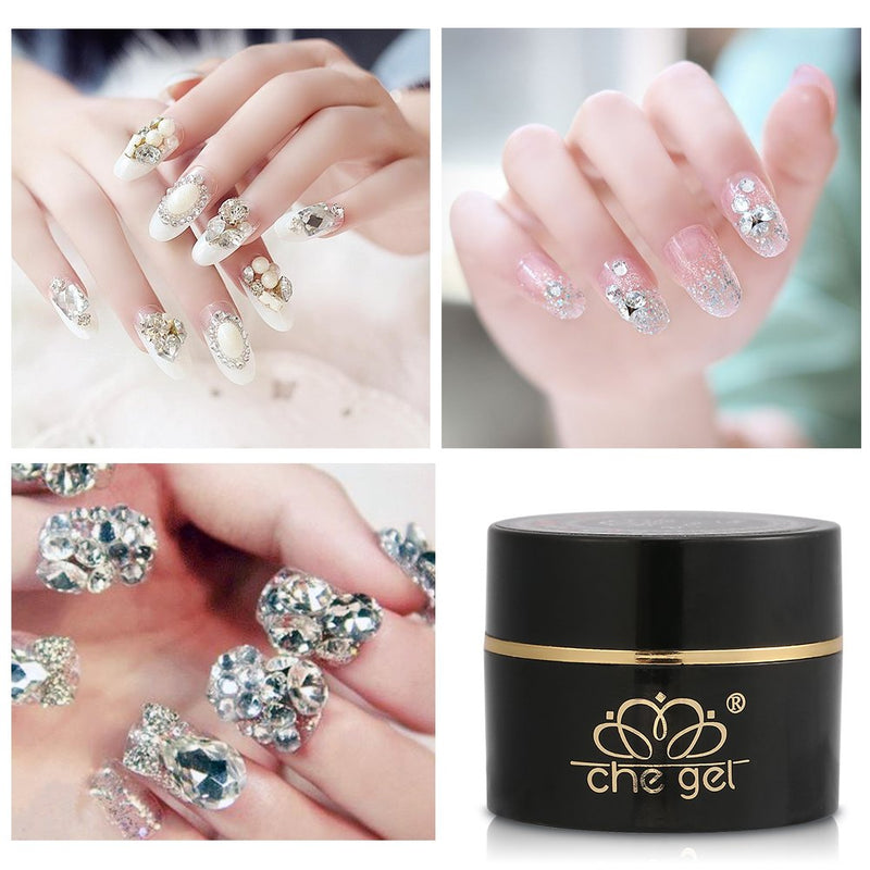 Nail Art Glue,Rhinestone Glue Gel Nail Art Nail Glue Gel Adhesive Resin Gem Jewelry Diamond Gel Nail Polish Clear Decoration Shine Finish and Long Lasting Soak Off LED Gel Base Top Coat Glossy - BeesActive Australia