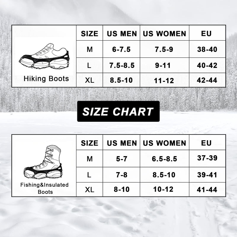 Crampons Ice Cleats Traction Stainless Whole Steel Plate Snow Grips for Boots Shoes Men Women Adults Unisex Anti-Skid Safe Protect for Walking, Hiking, Ice Fishing, Climbing X-Large - BeesActive Australia