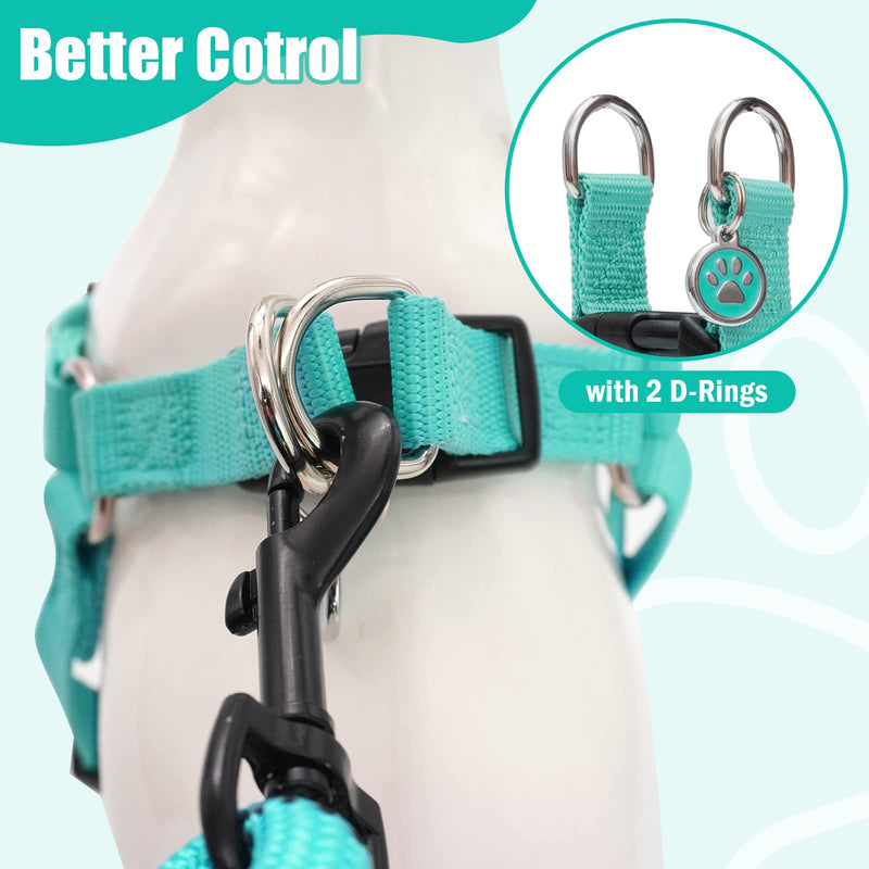PUPTECK No Pull Dog Harness Soft Adjustable Basic Nylon Step in Puppy Vest Outdoor Walking with ID Tag Small Light Green - BeesActive Australia