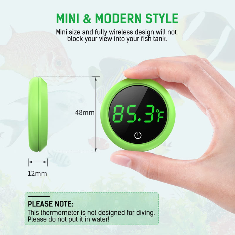 Digital Aquarium Thermometer, PAIZOO LED Display Thermometer for Aquarium Fish Tank, High Accurate to ±0.9°F, Touch & Sleep Mode, Thermometer with Temperature Sensor, 2Pcs(Green & White)) - BeesActive Australia
